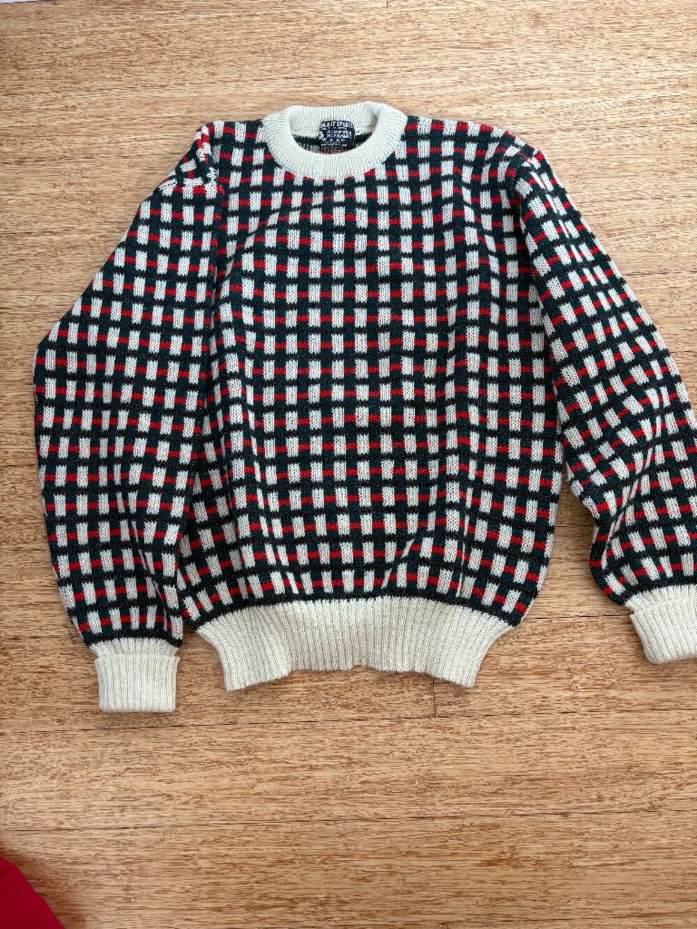 Vintage Summit Sports Jumper Mens Size L Colorblock UK Made Knit Wool 90s 80s